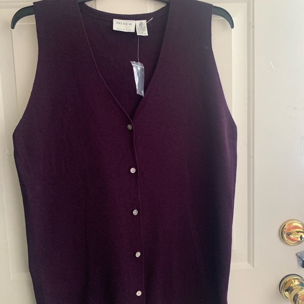Vintage 1990s Preview Collection Oversized Minimalist V-Neck Vest Deep Plum